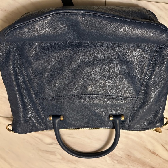 Excellent BLUE Michael Kors Fulton Python Top Zip Satchel - Picture 5 of 7